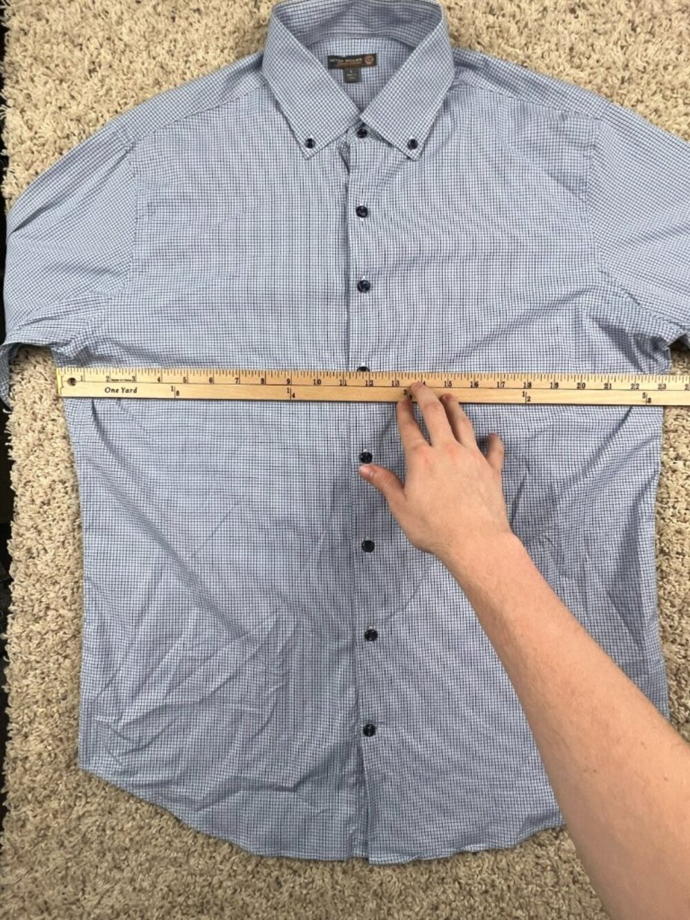 Peter Millar Large Blue Check Summer Comfort Long Sleeve Button Up Shirt 4e - Picture 6 of 9